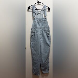 VTG  Railroad Stripe Denim Overalls Women’s Carpenter Size Medium Cropped Grunge
